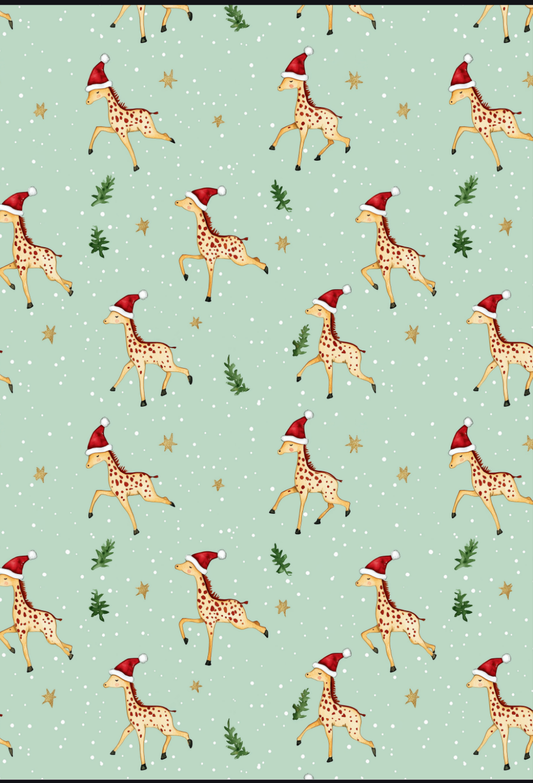 WRAPPING PAPER CHRISMAS GIRAFFE A1