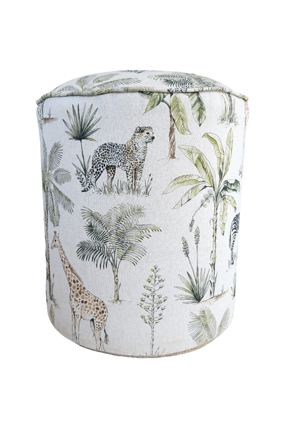 WILDLIFE LINEN POUF