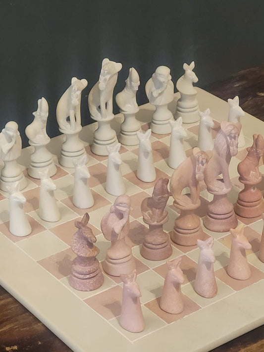 chessboard pink and cream