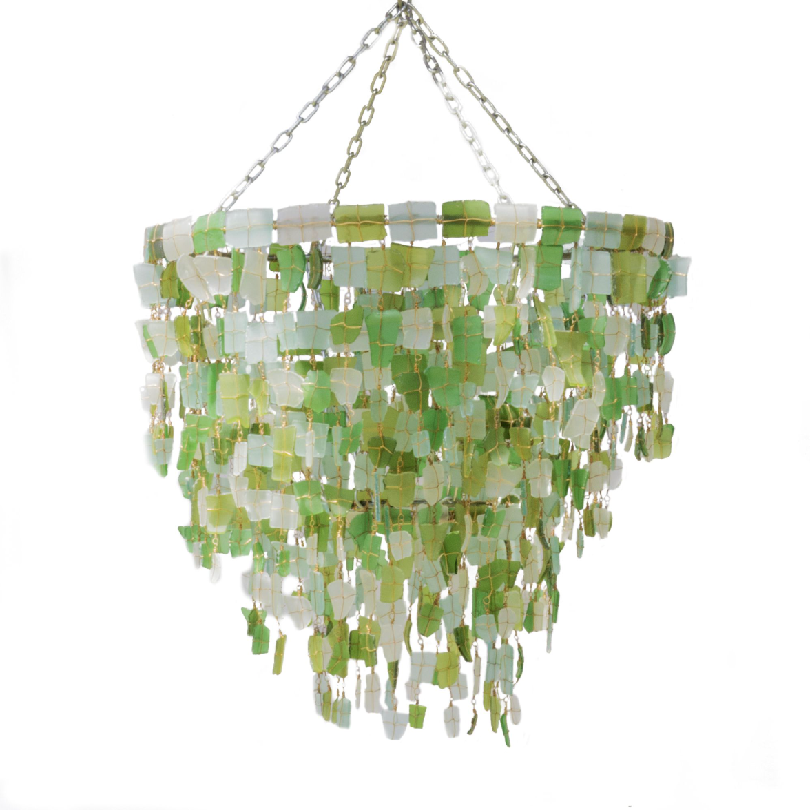 Katundu large green glass chandelier