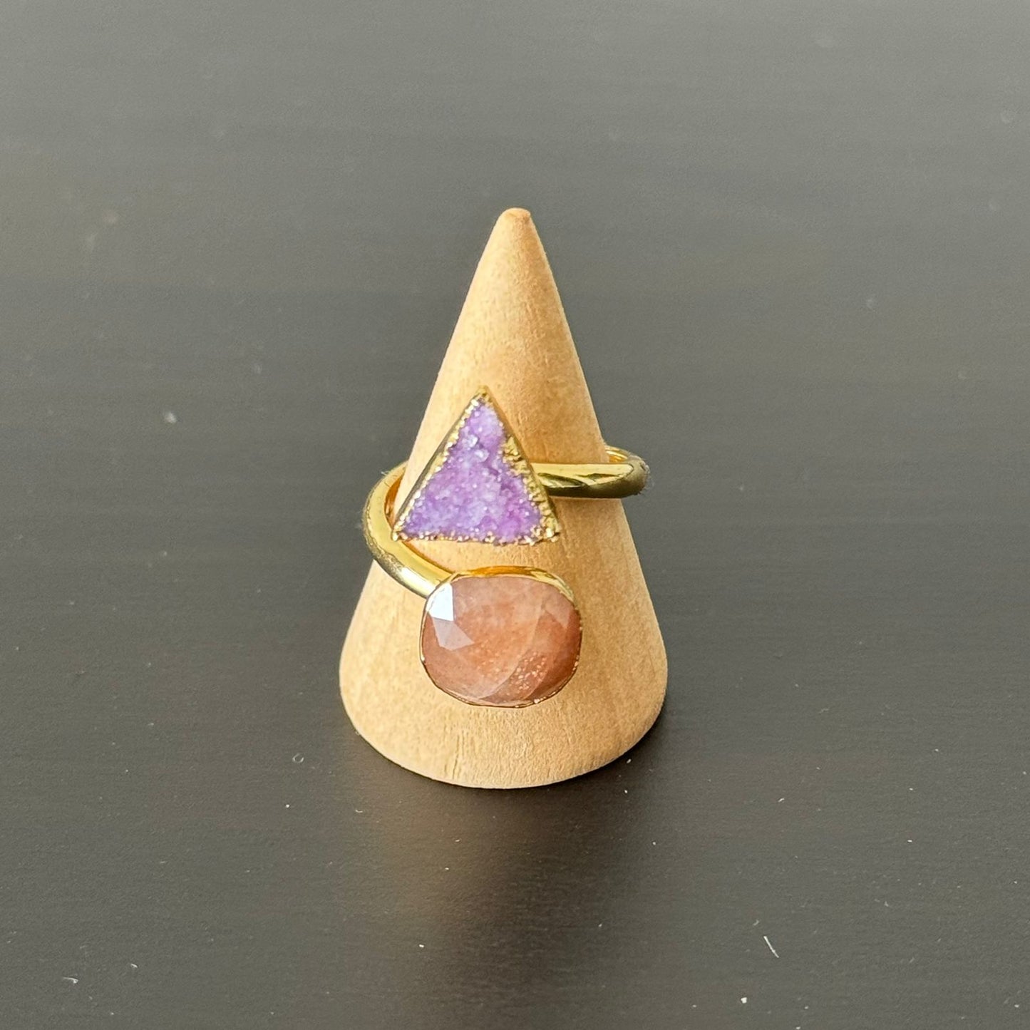 estones esr167 sugar druzy & amazonite ring