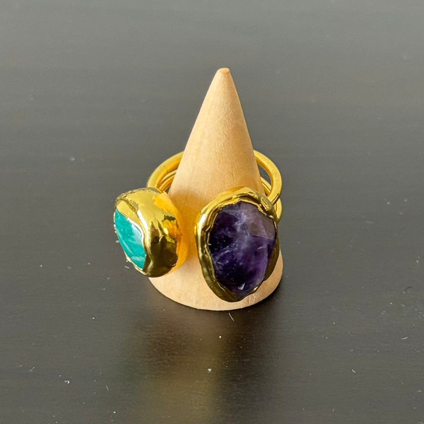 estones esr165 amazonite & amethyst ring