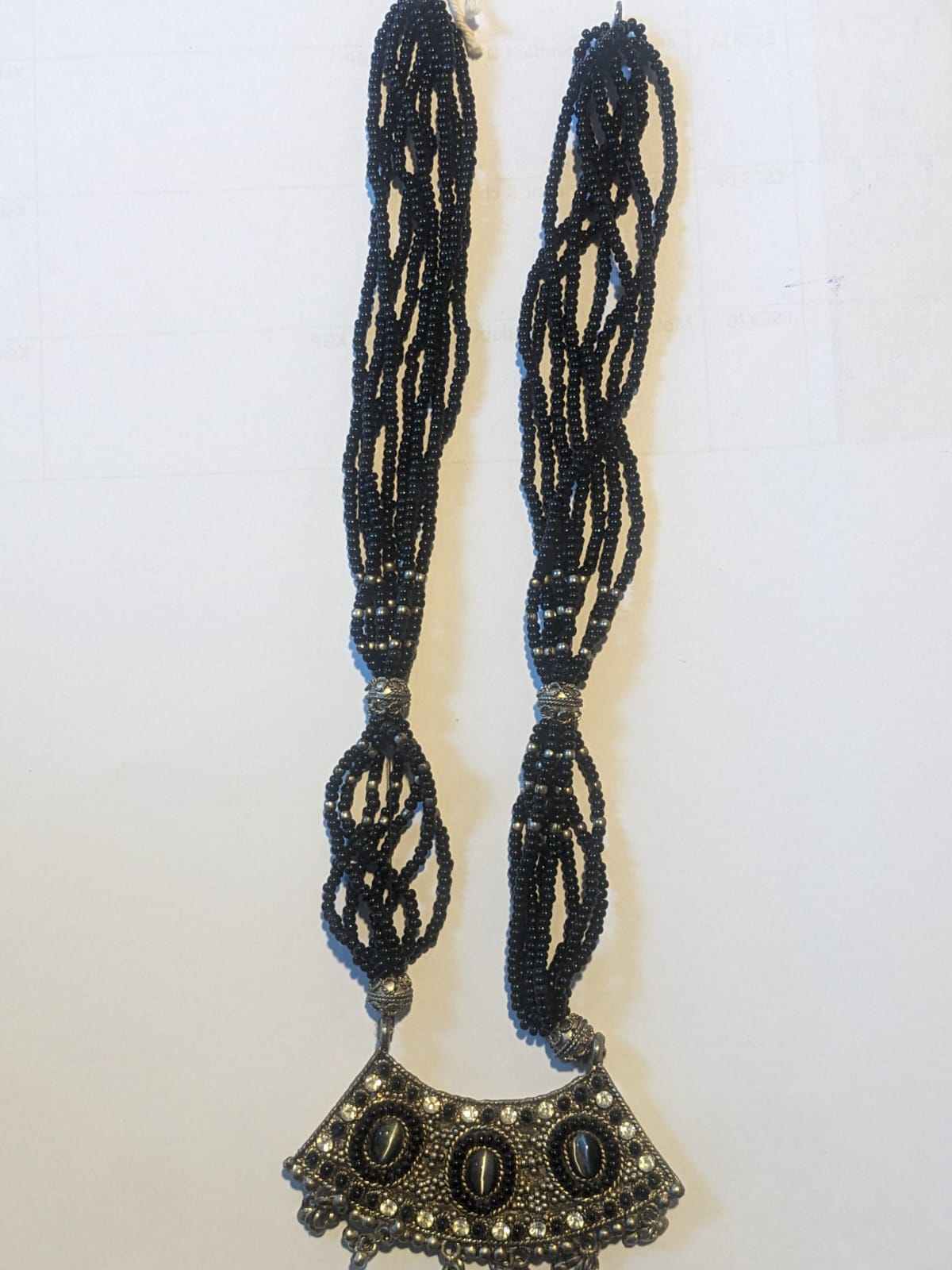 silver Mediterranean necklace with black beads