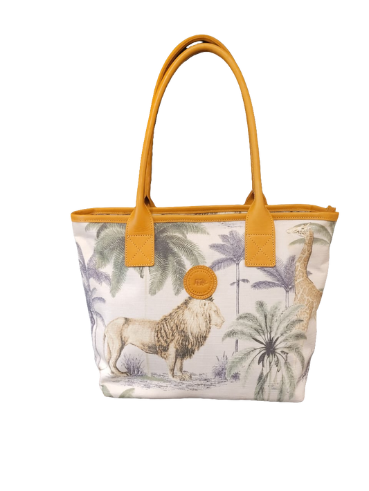 palm leaf/animal tote bag L