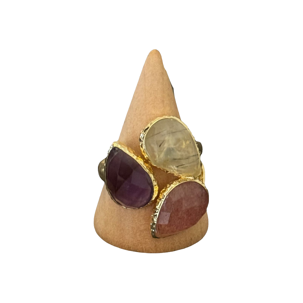 estones esr136 amethyst, prehnite & strawberry ring