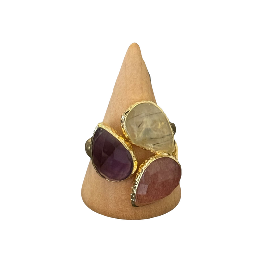 estones esr136 amethyst, prehnite & strawberry ring