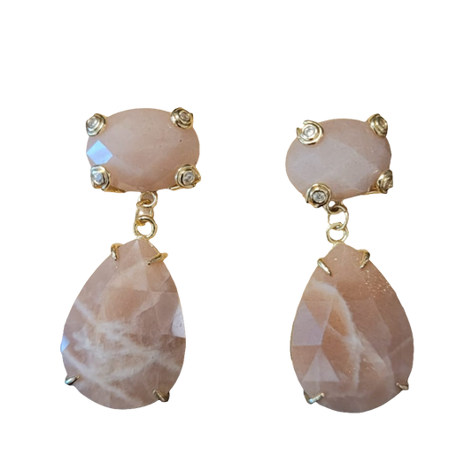 Estones ESE012 cz paved sunstone earrings