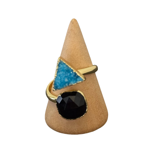 estones esr124 black onyx and sugar druzy ring