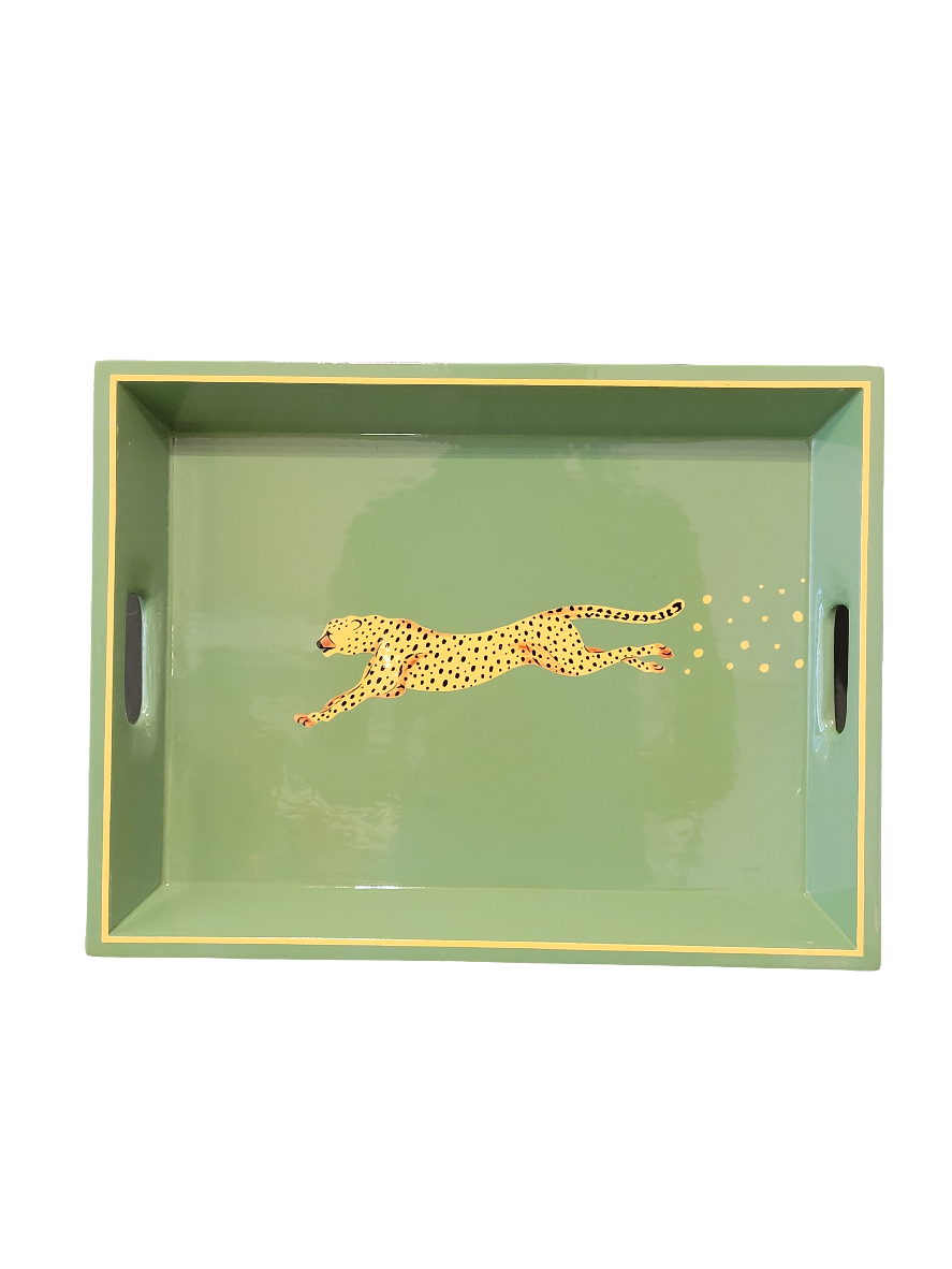 Chasing cheetah rectangular tray