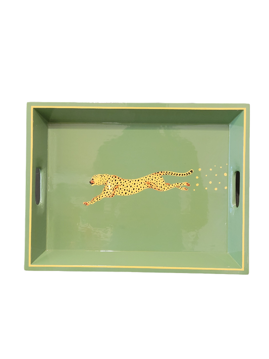 Chasing cheetah rectangular tray