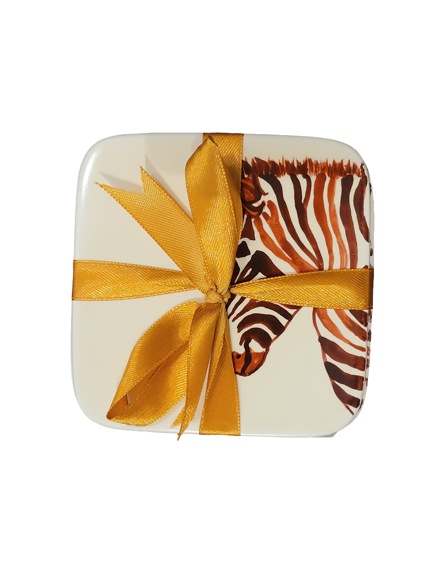 Zebra square coaster set of 4