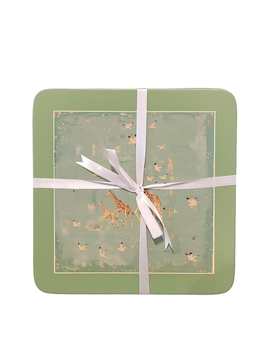 Running giraffe square tablemat green set of 4