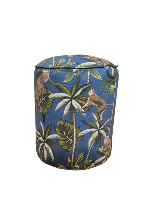 Blue monkey business pouf