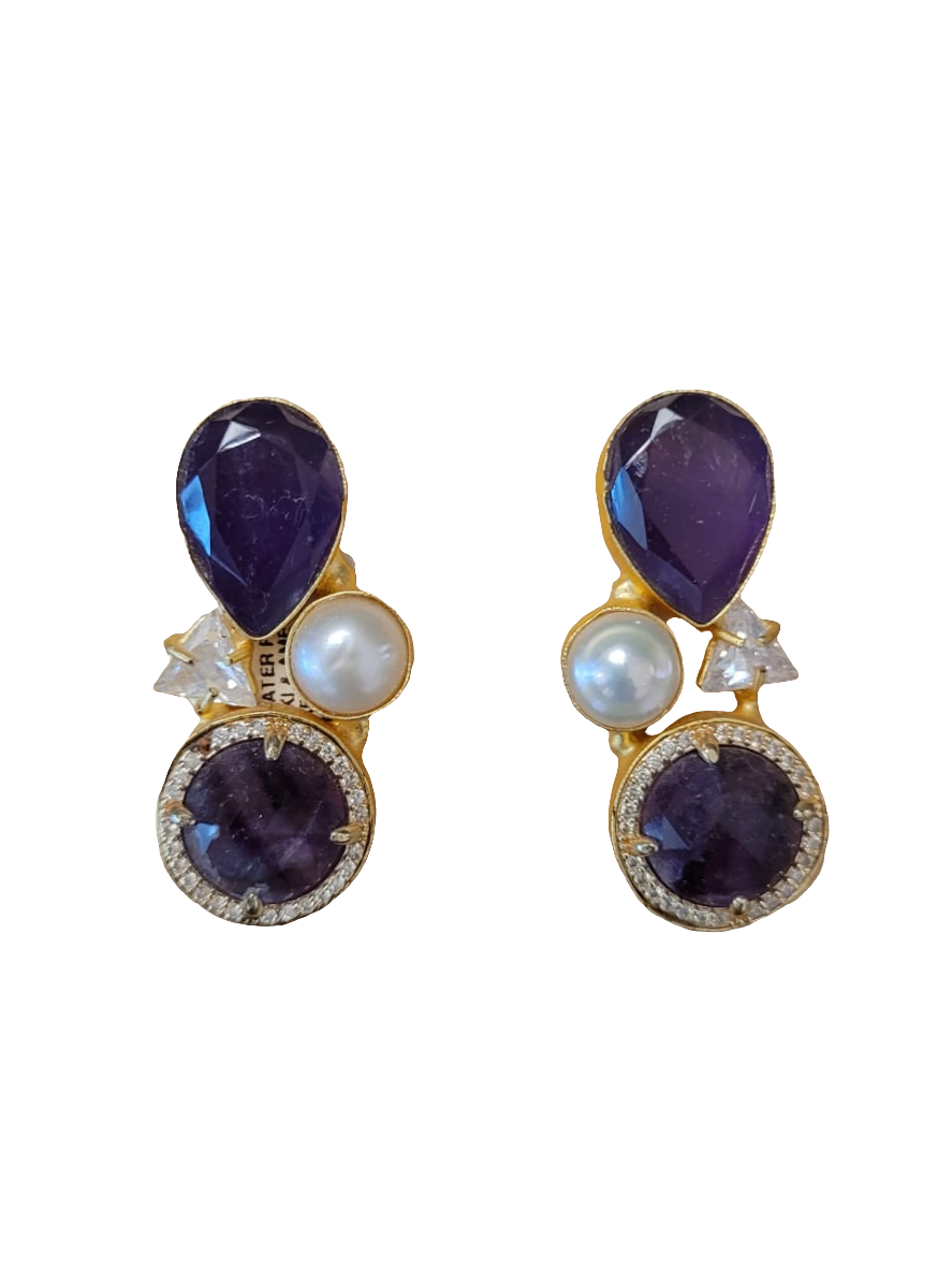 estones ese070 freshwater pearl Swarovski, amethyst earrings