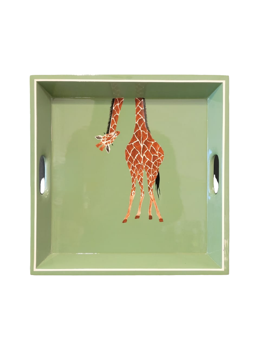 Giraffe square tray green