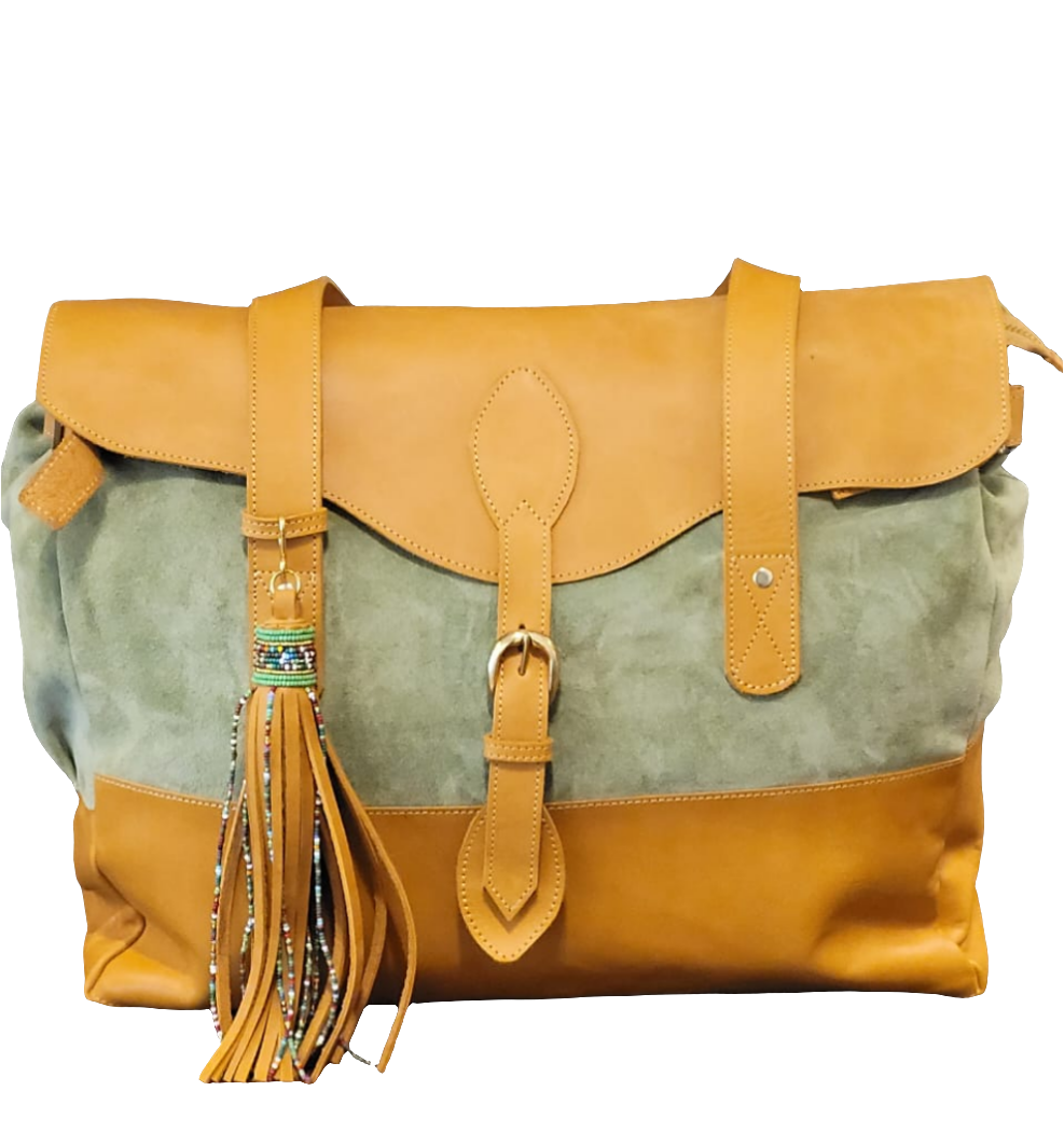 BR Weekender Tan and Green Bag