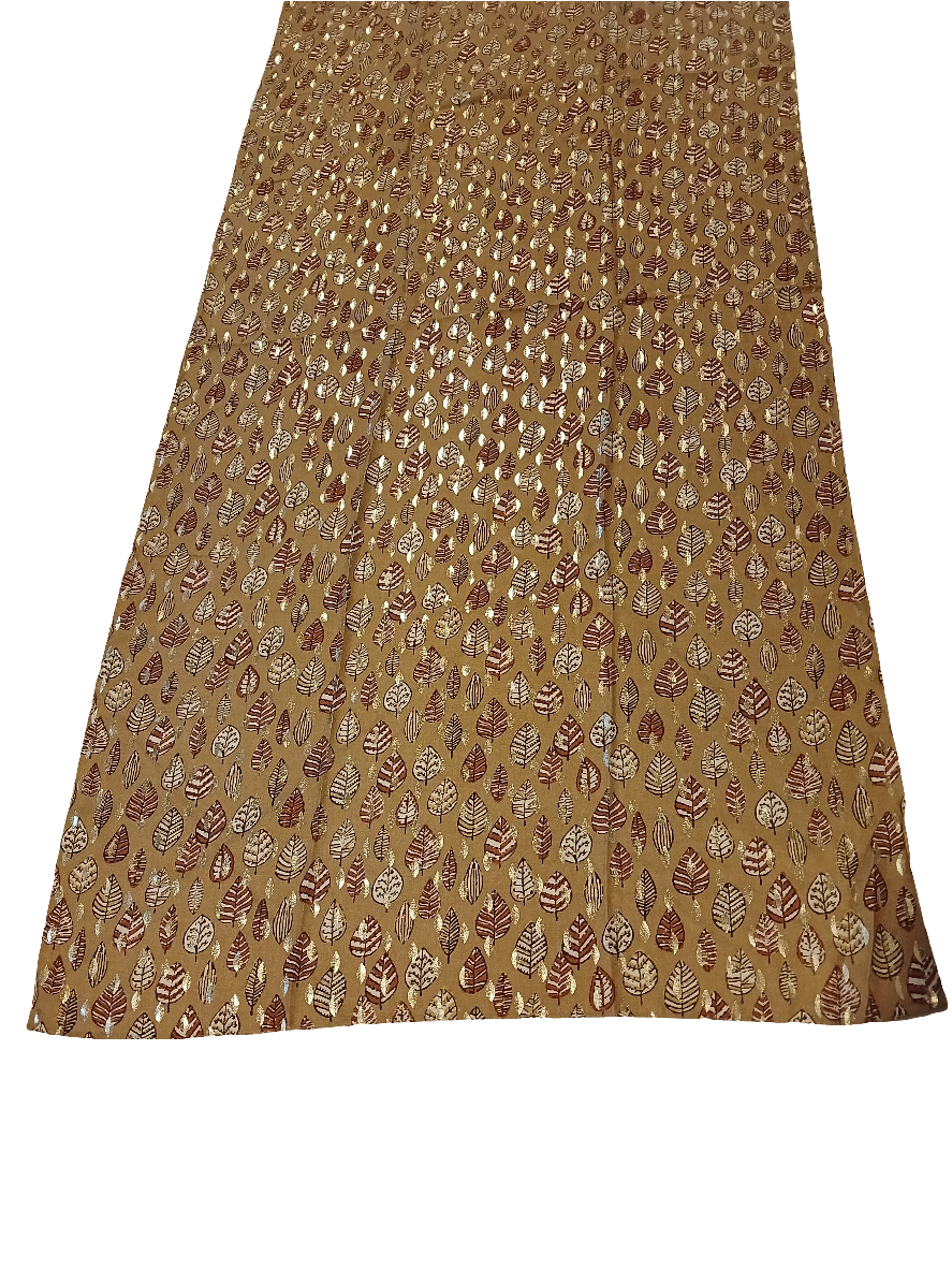 Brown scarf with intricate leaf pattern design