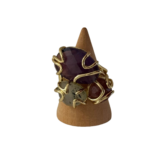 estones esr087 amethyst, strawberry, prehnite ring