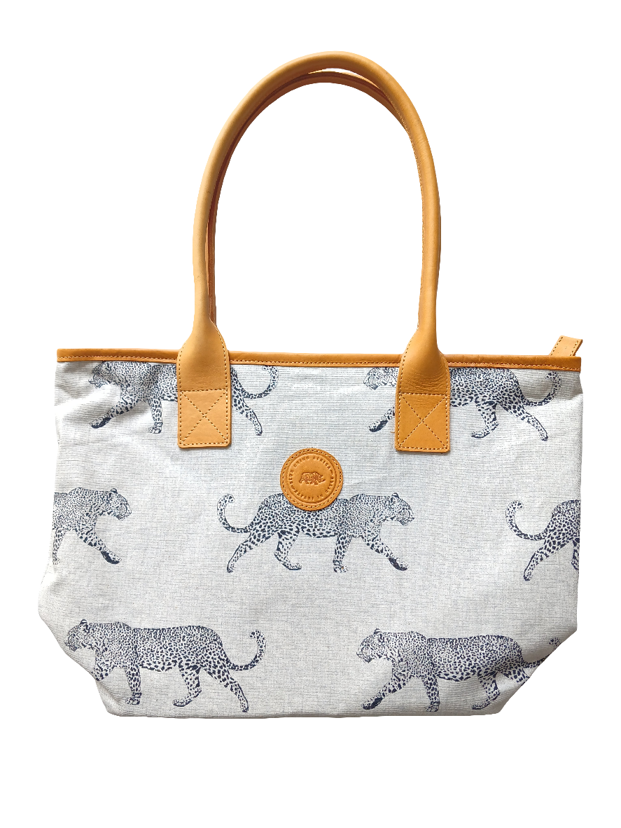 Leopard linen tote bag