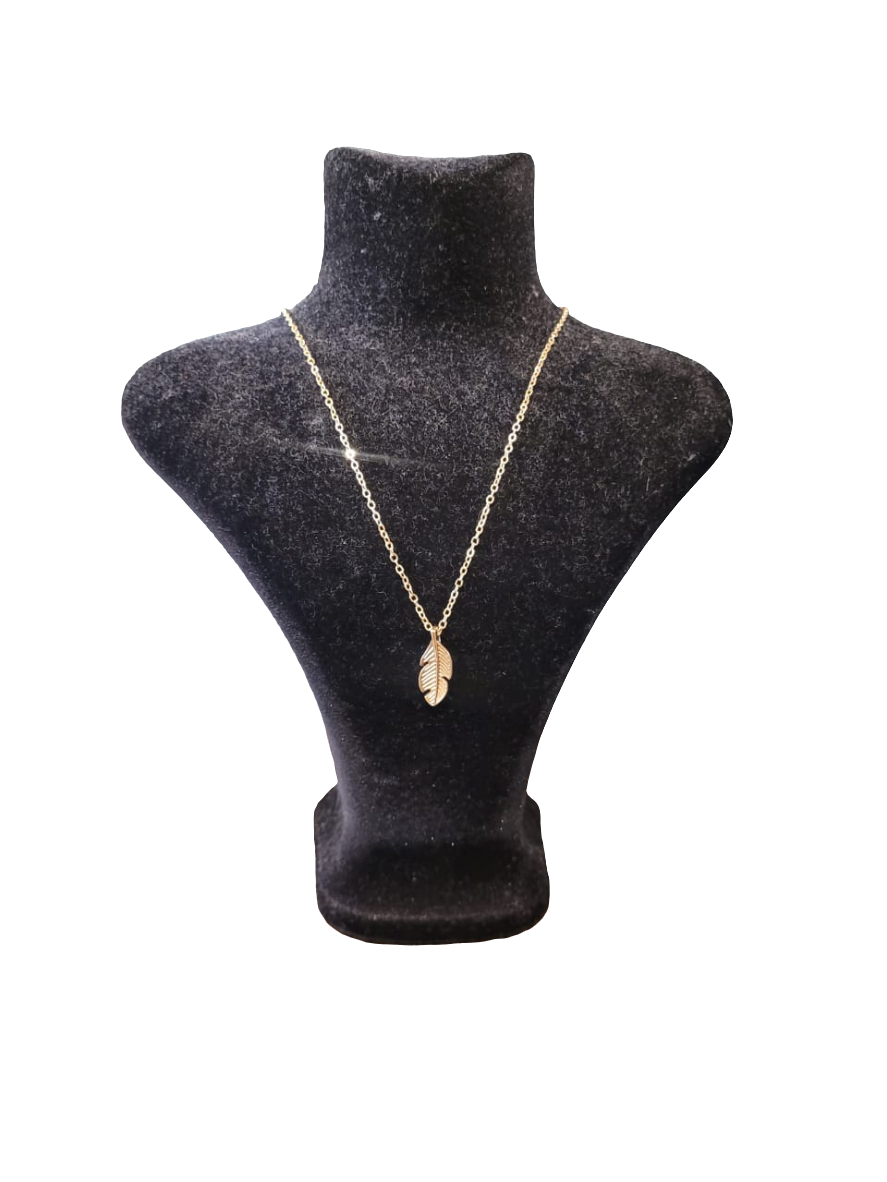 Br gold feather necklace