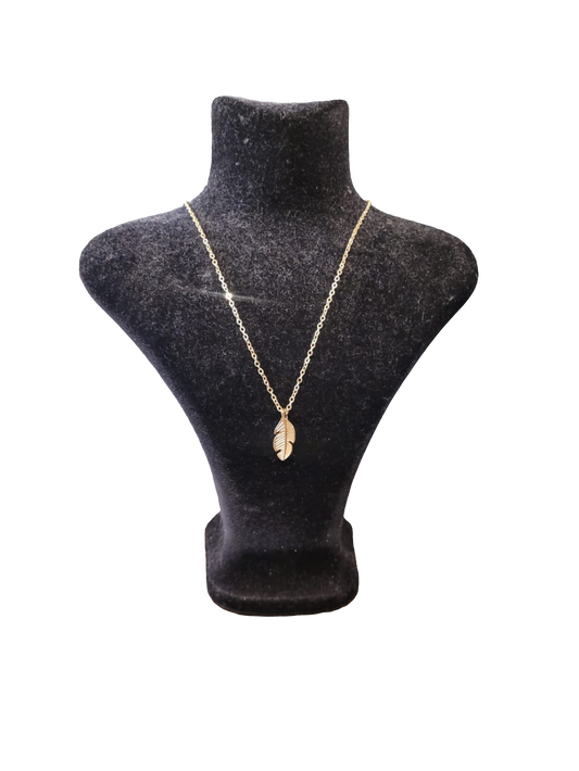 Br gold feather necklace