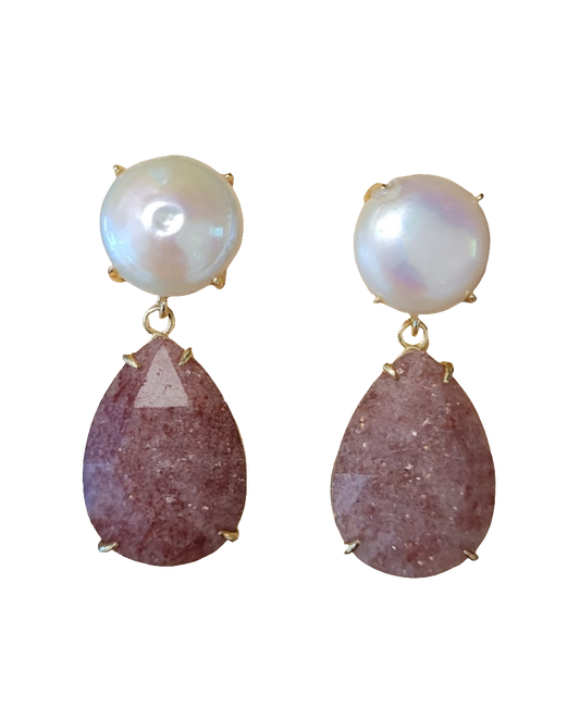 estones ese113 baroque pearl & strawberry quartz