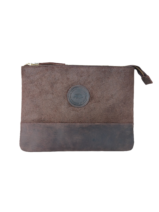 Mocca and suede pouch