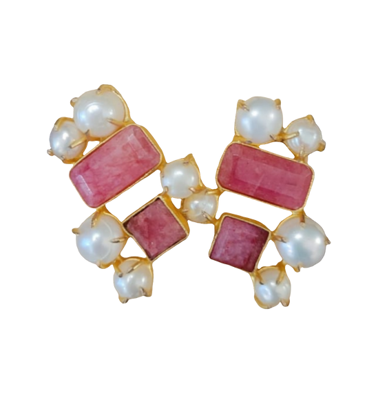 estones ese118 ruby & fresh water pearl earring