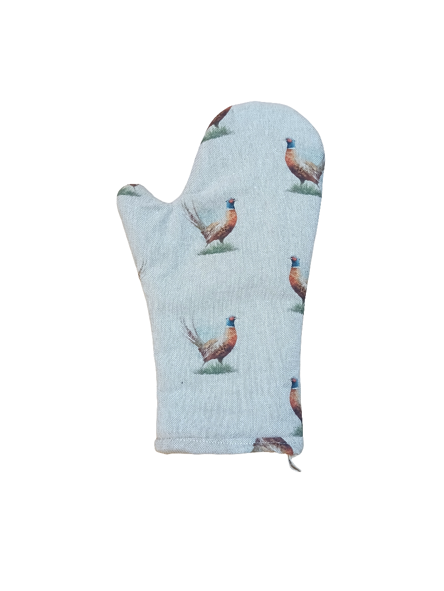 Linen pheasant oven mitt