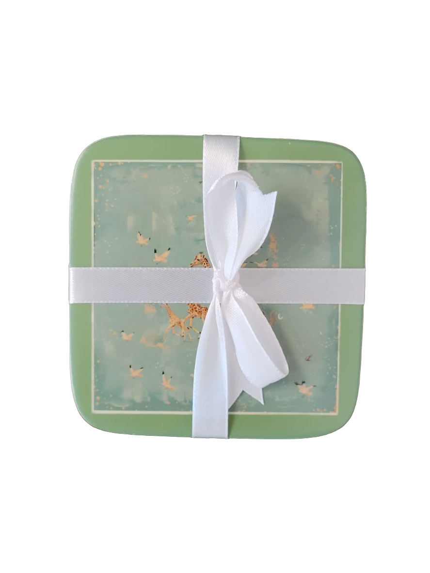 Running giraffe square coaster