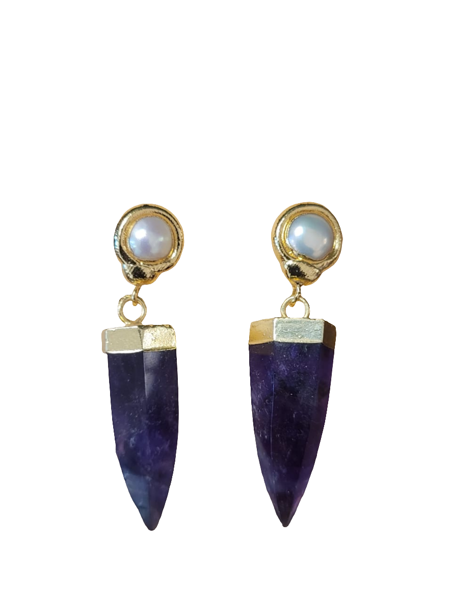 estones ese071 baroque pearl/amethyst earrings