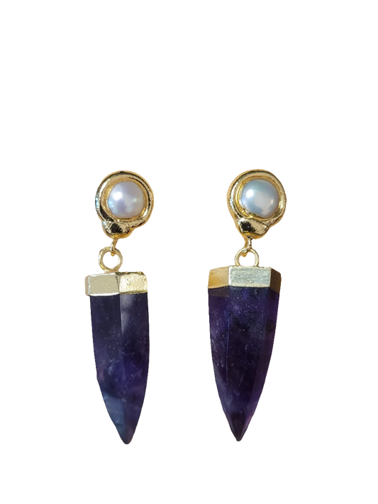 estones ese071 baroque pearl/amethyst earrings