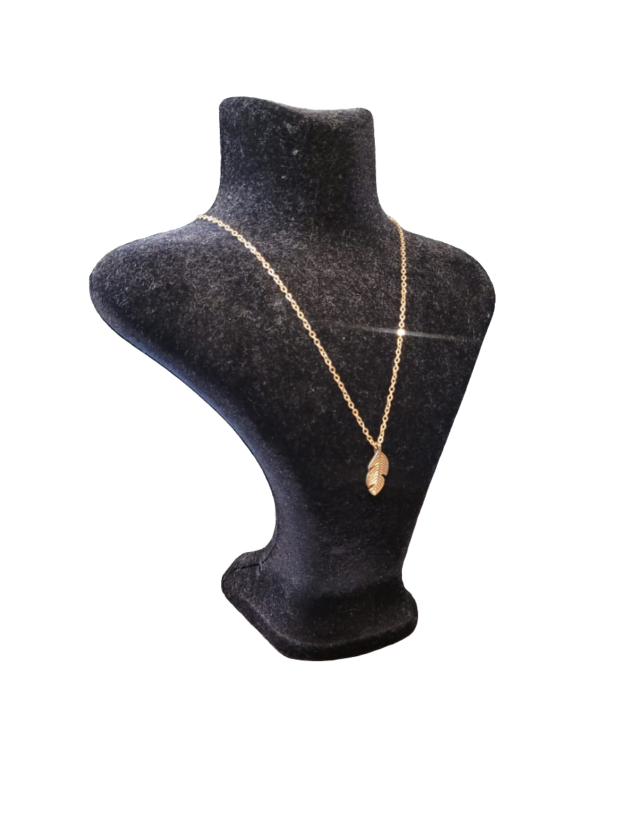 Br gold feather necklace
