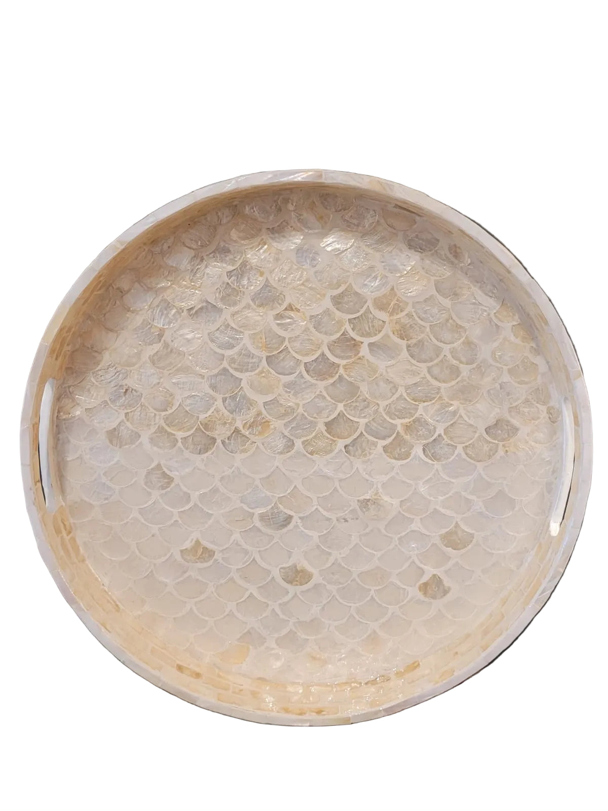 Round cream shell plate