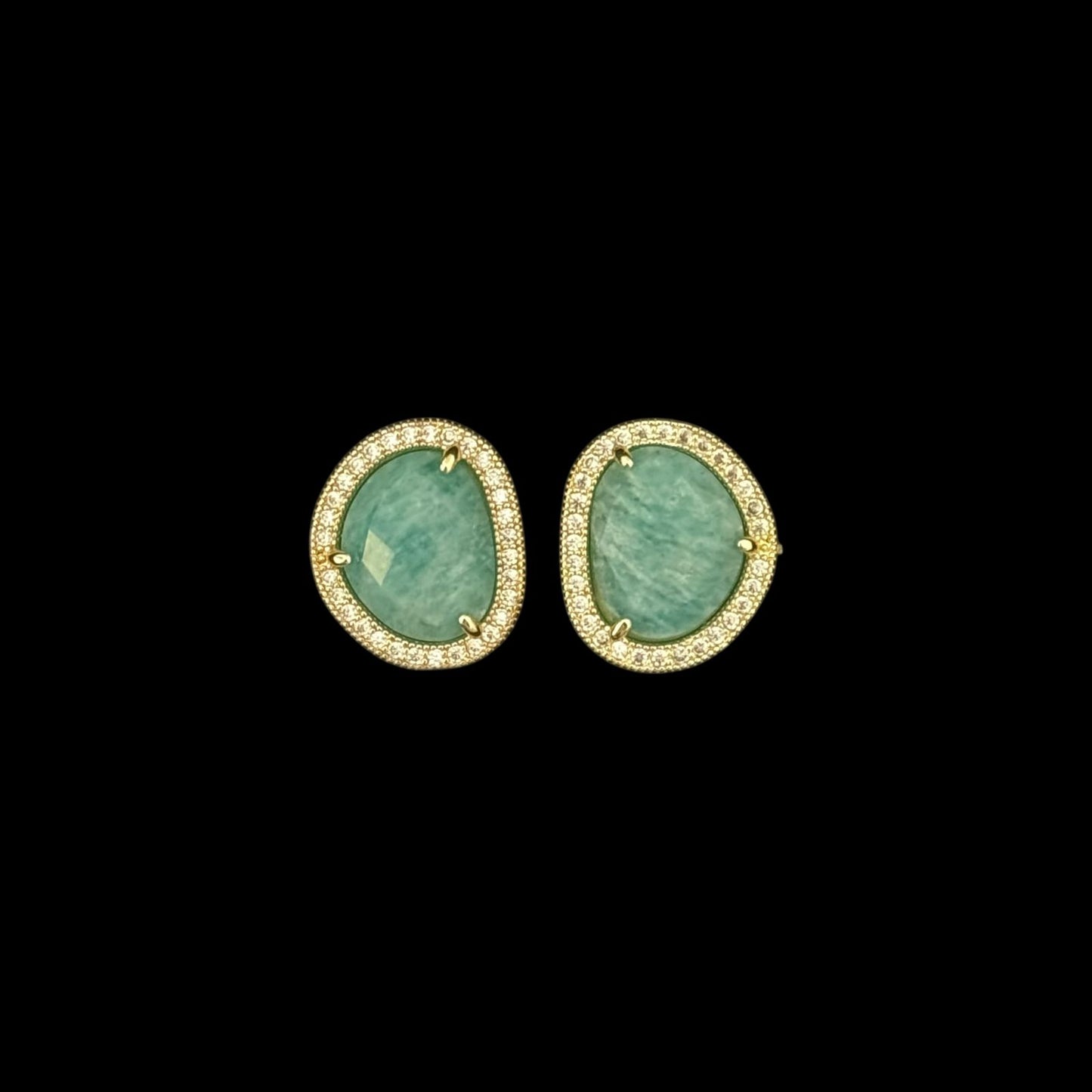 estones ese186 cz framed amazonite earrings