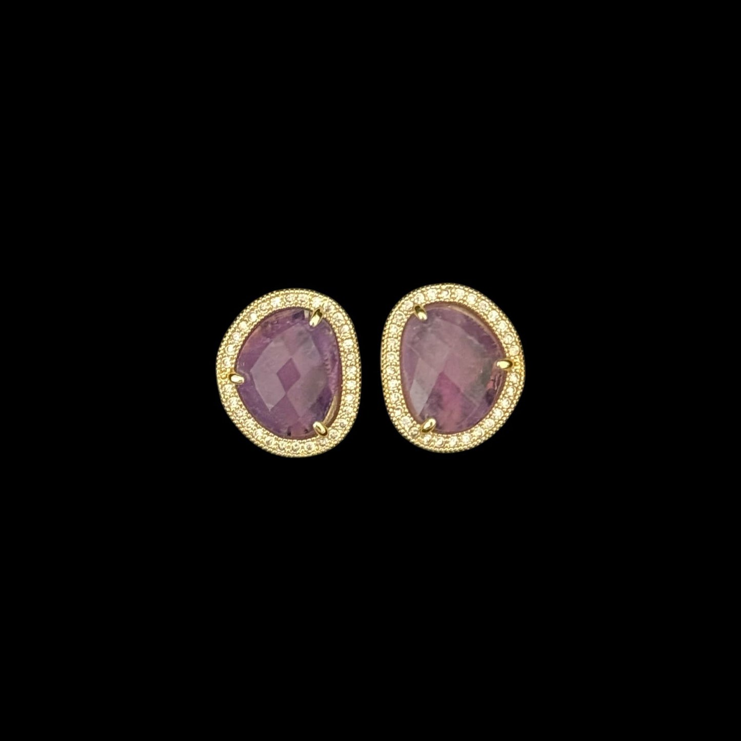 estones ese184 cz framed amethyst earrings