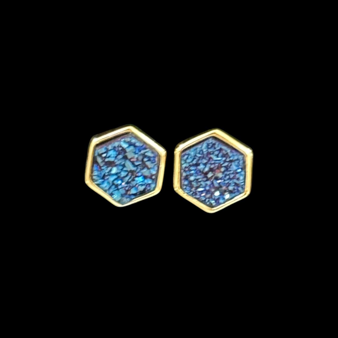estones ese272 sugar druzy hexagone earrings