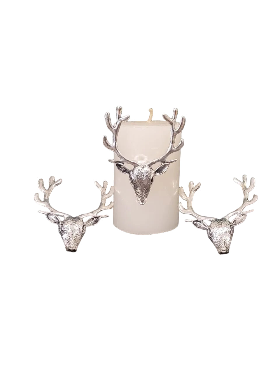 Br silver dear with antlers candle pin