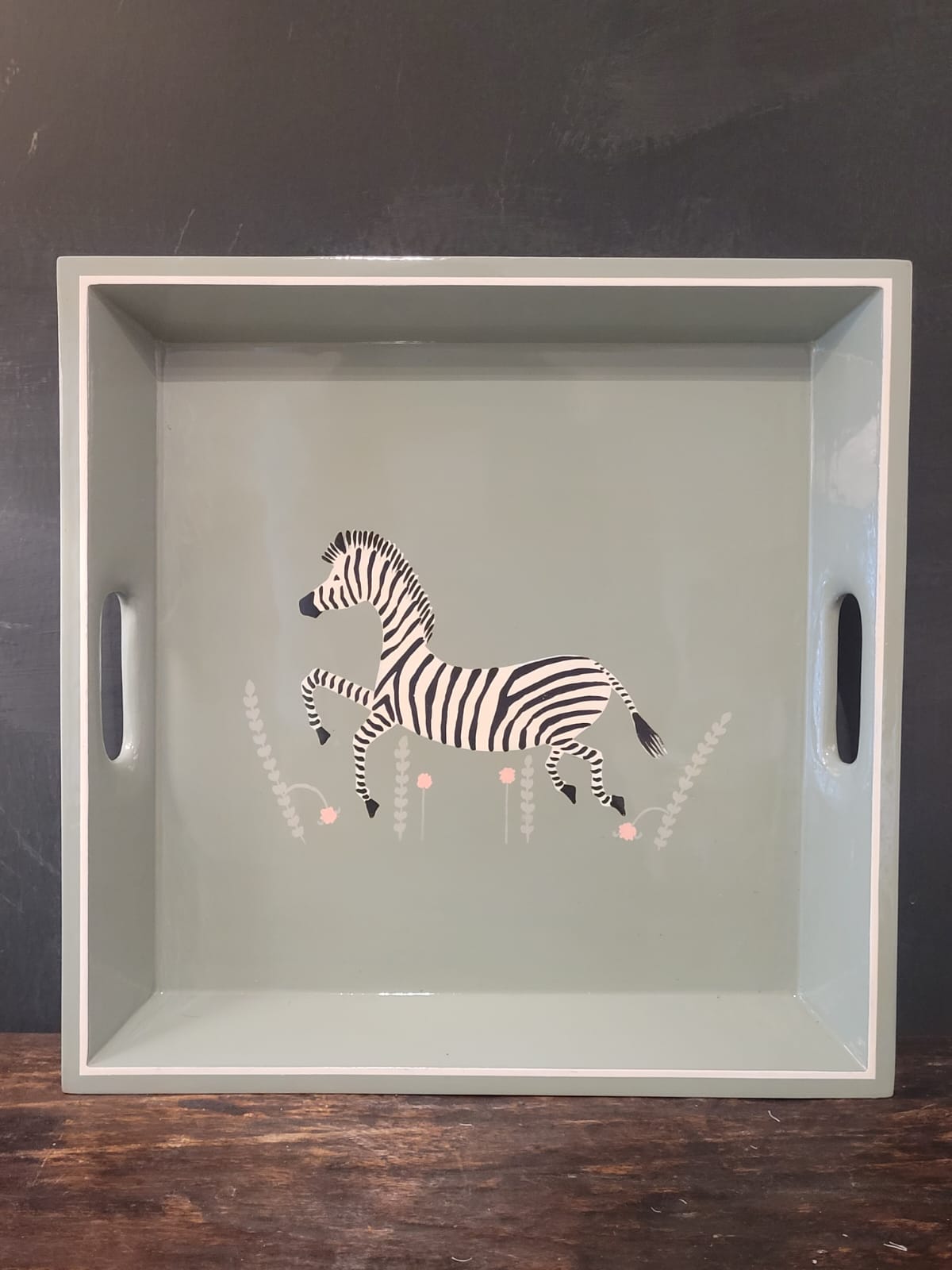 Leaping zebra square tray