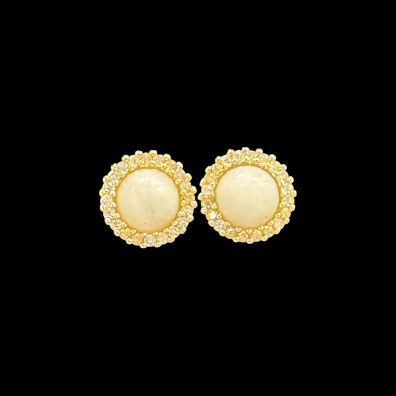 estones ese303 cz framed rainbow moonstone earrings