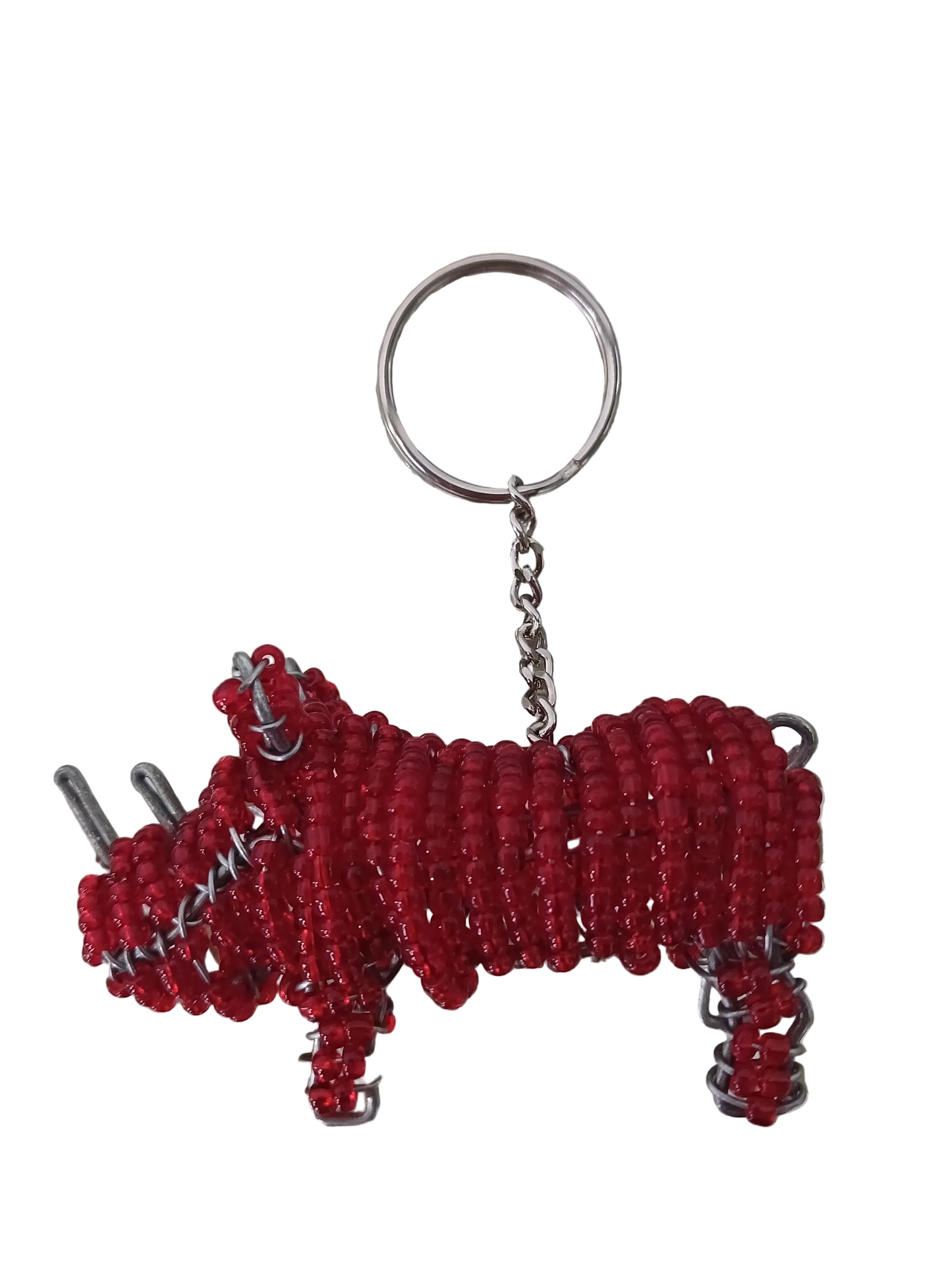 Beaded rhino keyring