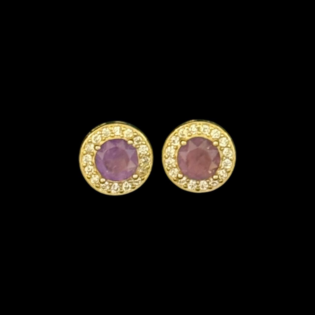 estones ese221 cz framed amethyst earrings