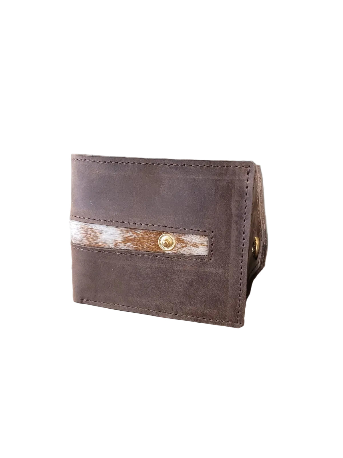 Mens mocca wallet with hide stripe