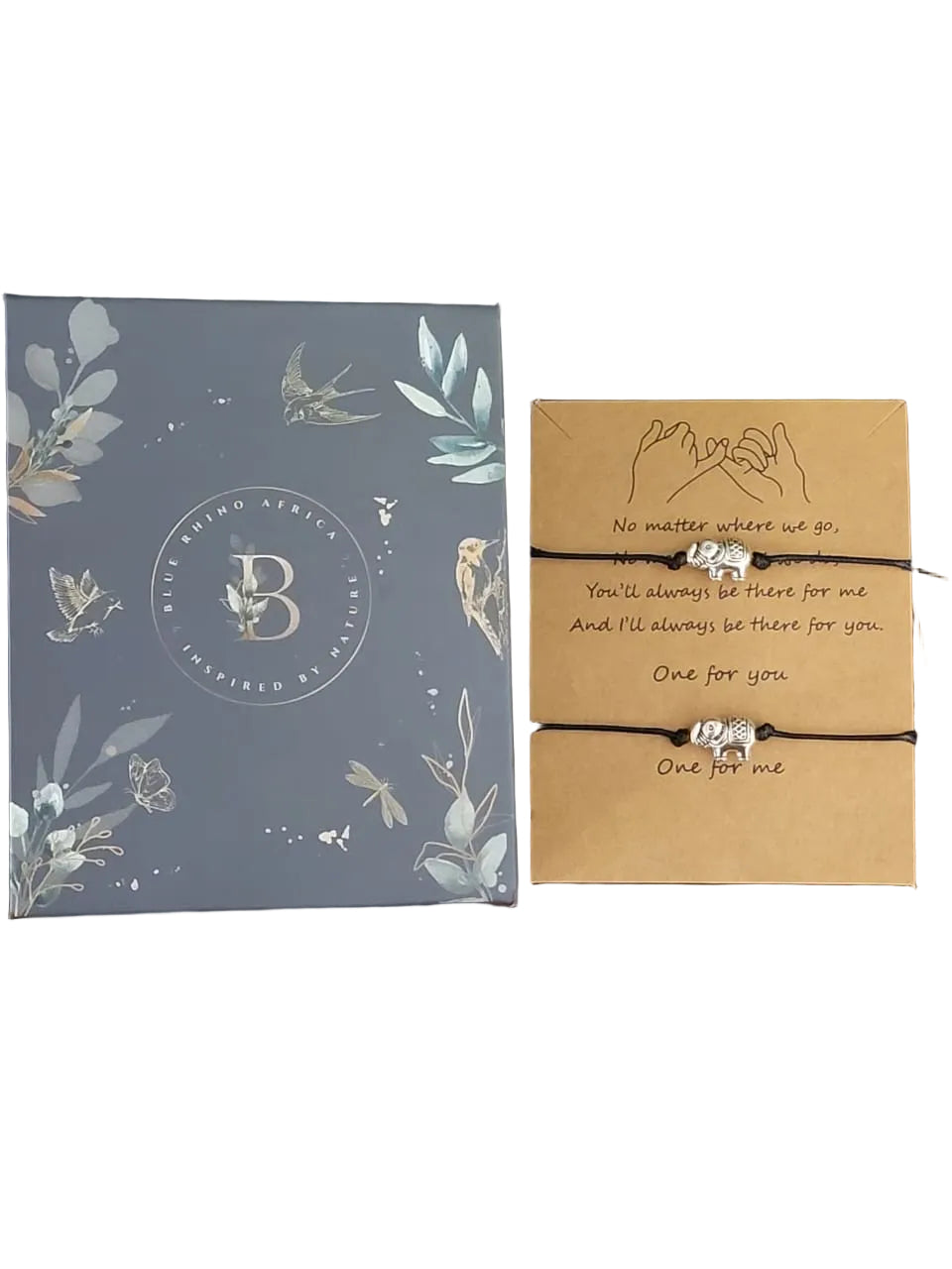 Br silver elephant cord bracelet