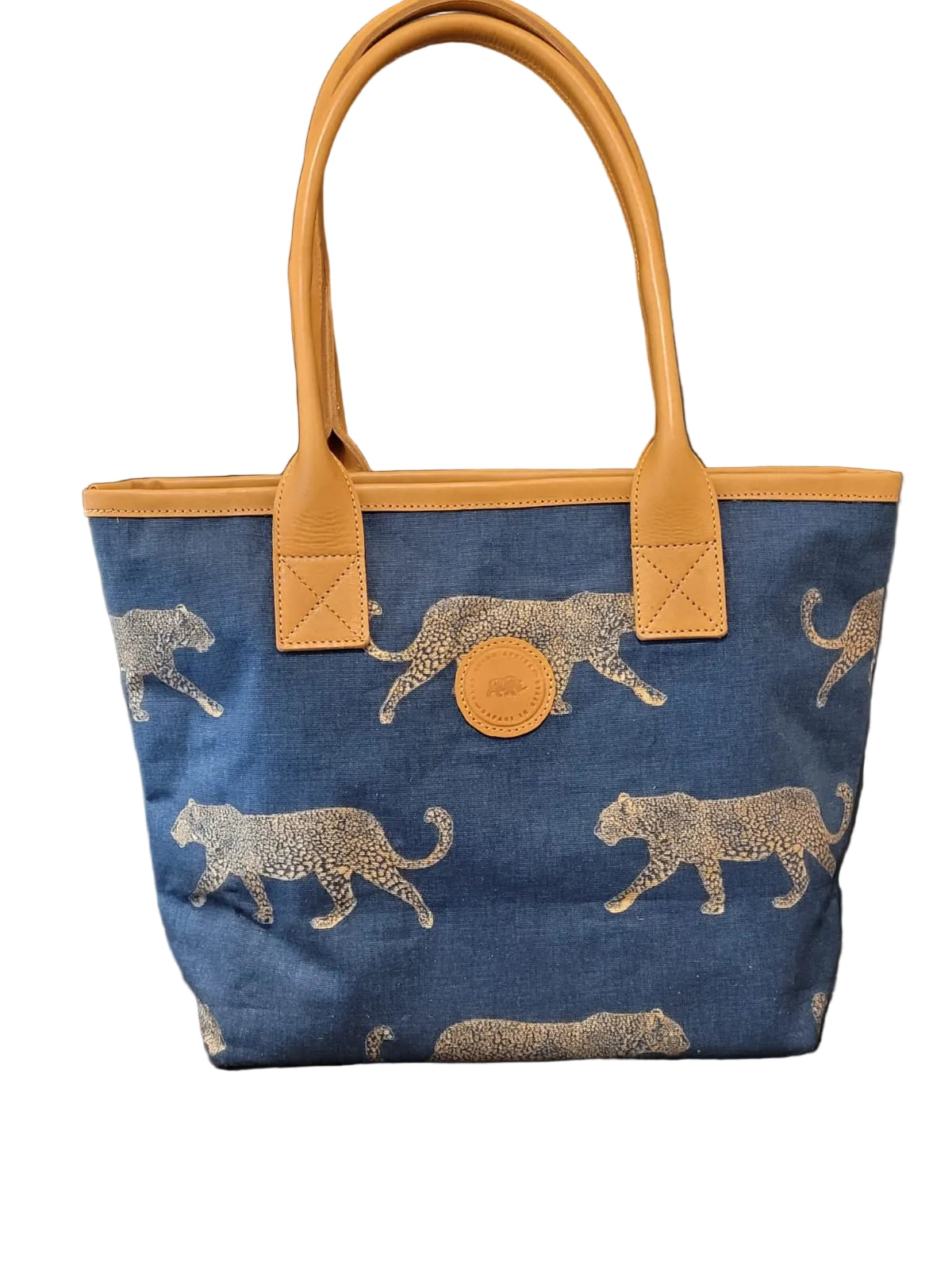 Green leopard print tote bag