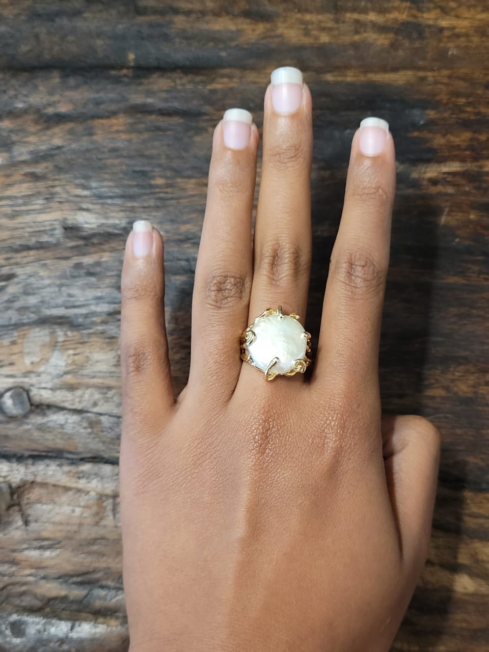 Estones ESR011-Nm Baroque pearl ring in 22kgp