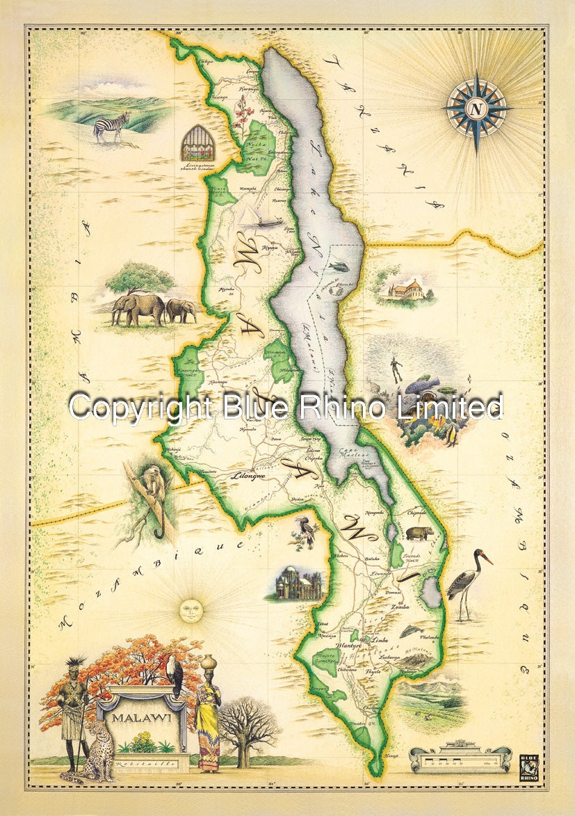 MALAWI MAP IN TUBES MT/6