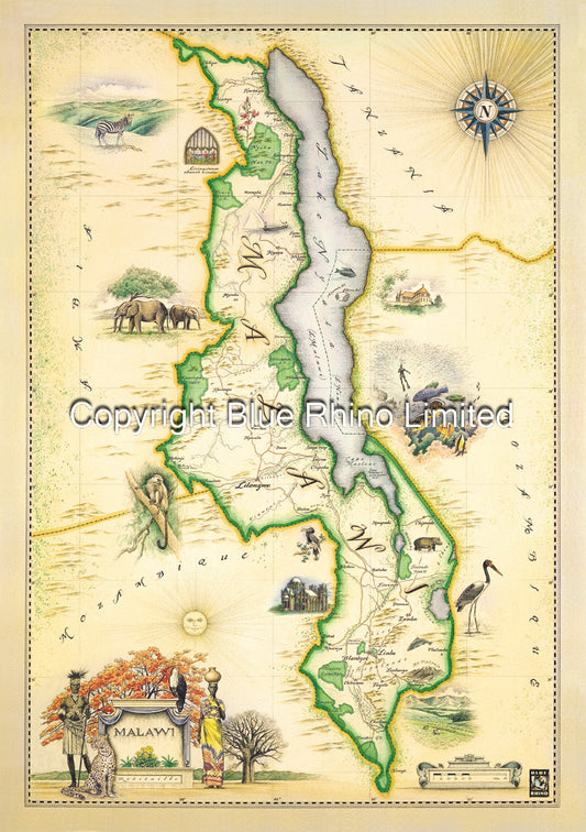 MALAWI MAP IN TUBES  MT/6