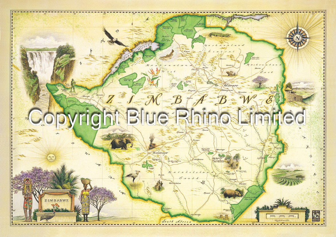 ZIMBABWE MAP IN TUBE MT/7