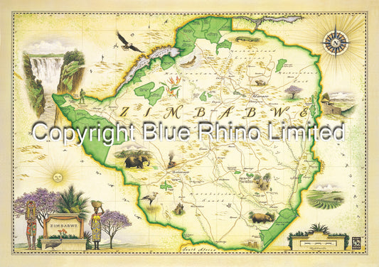 ZIMBABWE MAP IN TUBE  MT/7